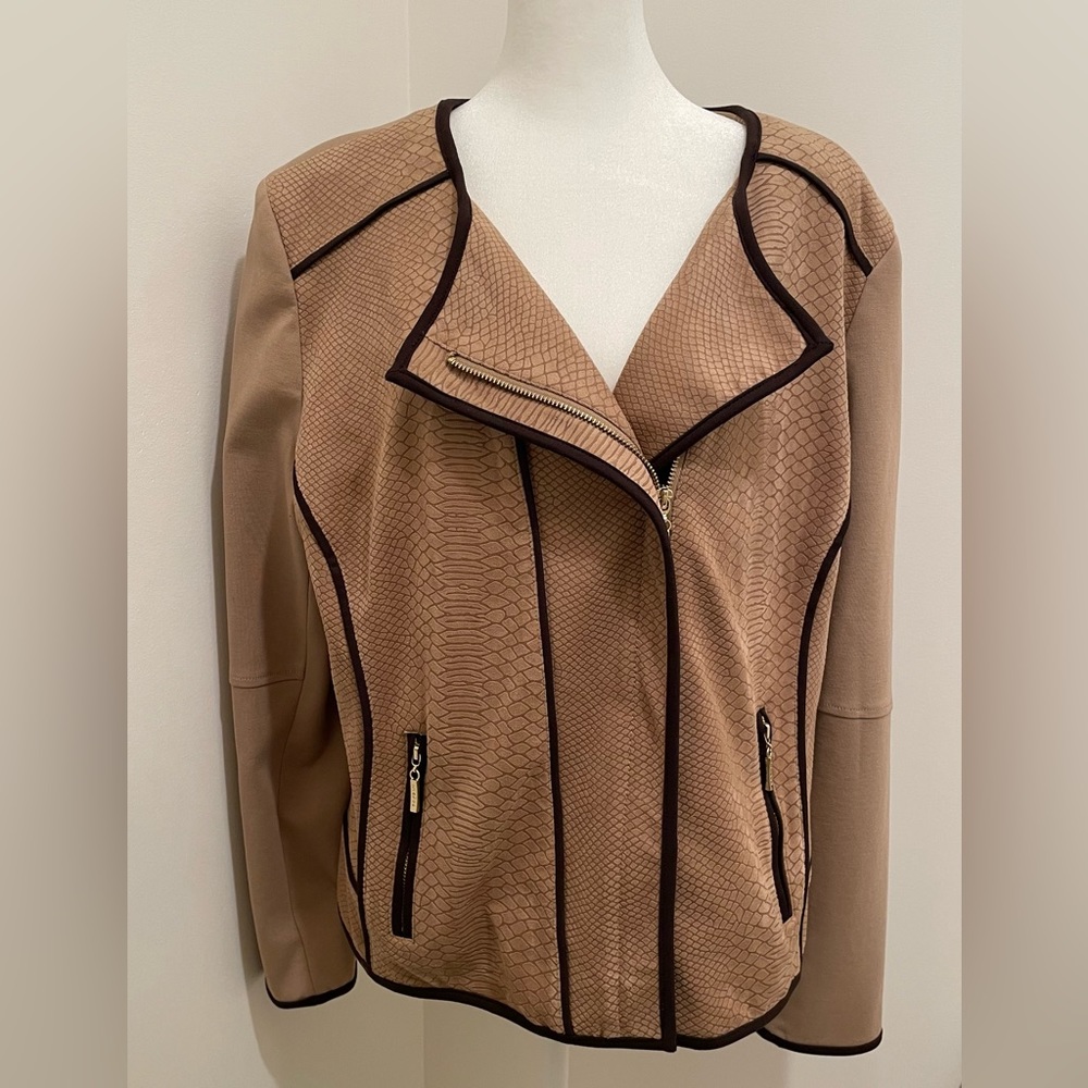 Nygard Faux Snakeskin Suede Moto Jacket XL Womens